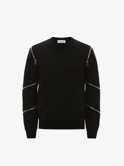 Alexander McQueen Men's Spiral Zip Sweatshirt in Black