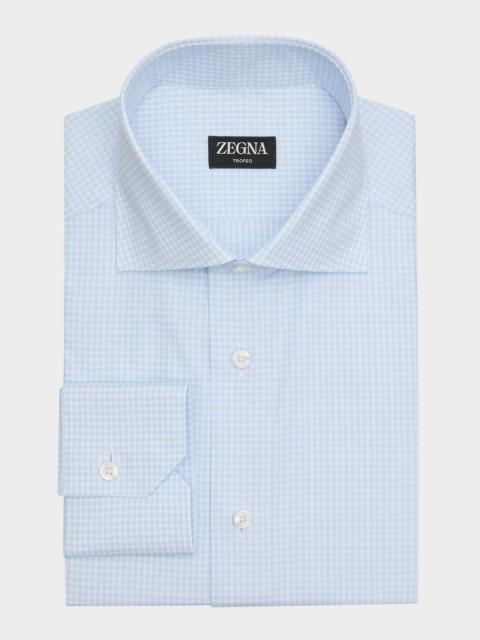 ZEGNA Men's Micro-Check Trofeo Cotton Dress Shirt