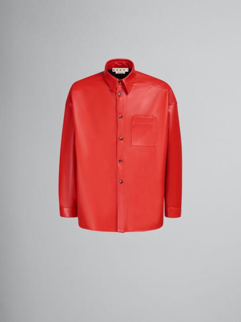 RED NAPPA LEATHER SHIRT