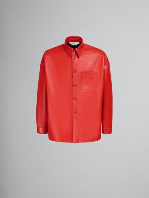 Marni RED NAPPA LEATHER SHIRT