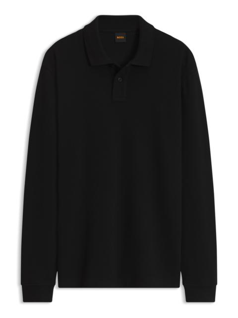 BOSS COTTON-BLEND POLO SHIRT WITH WAFFLE-KNIT TEXTURE