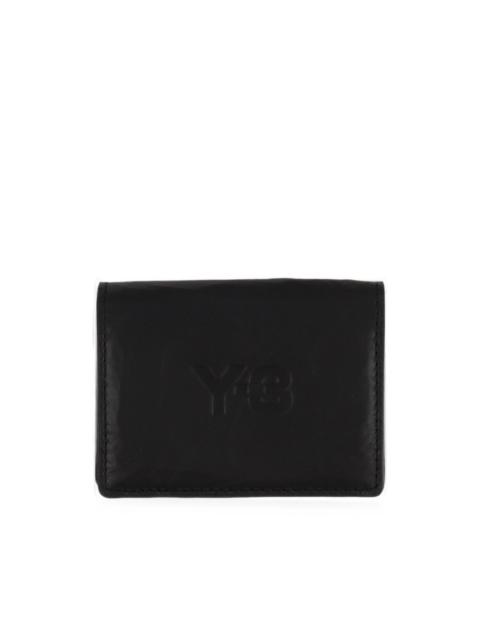 Y-3 logo-debossed crinkled card holder