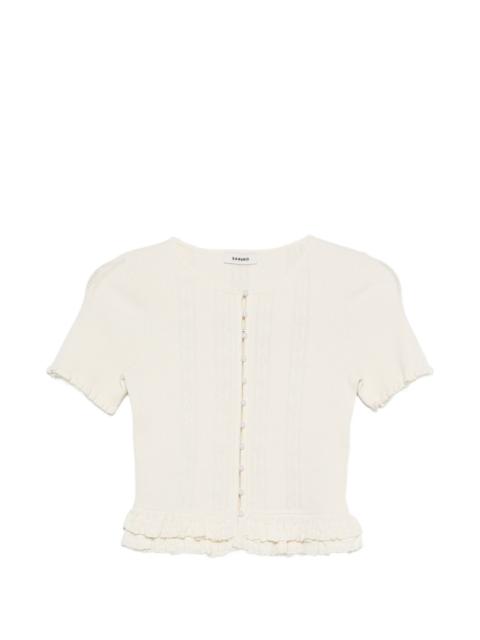Sandro ruffled buttoned cardigan