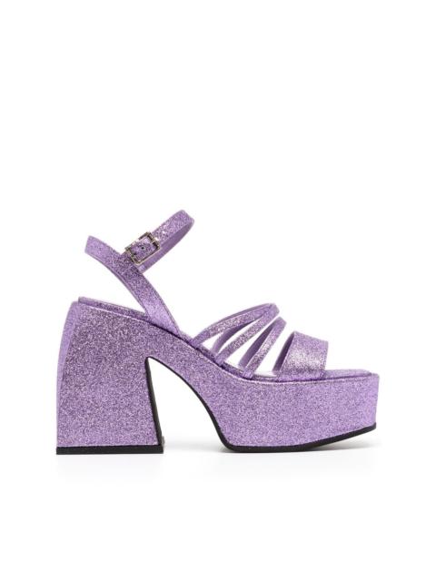 NODALETO glittered platform pumps