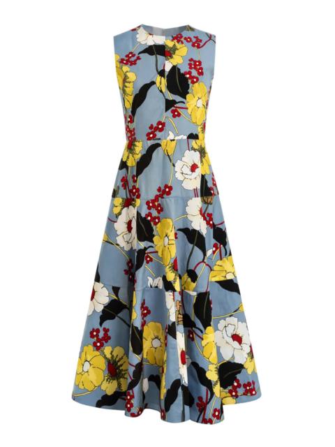 Marni POPLIN MIDI DRESS WITH MELODIA FLOWERS PRINT