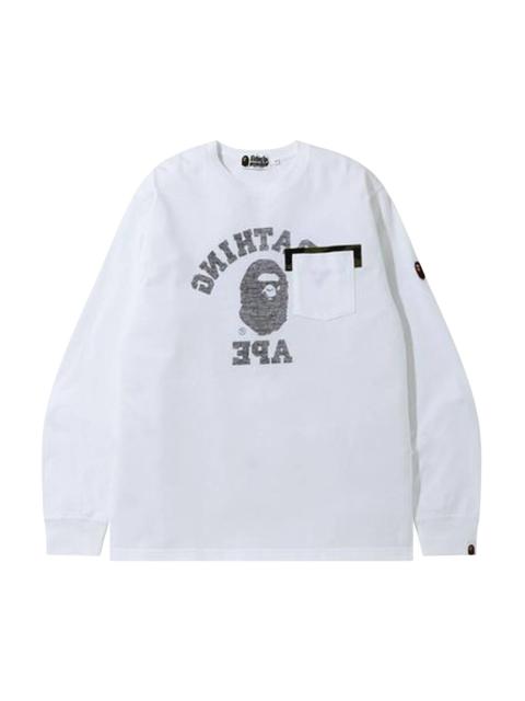 BAPE Reverse College Long-Sleeve Tee 'White'