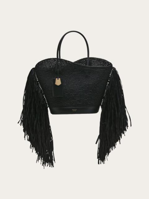 FERRAGAMO Tote bag with cut-out and fringes