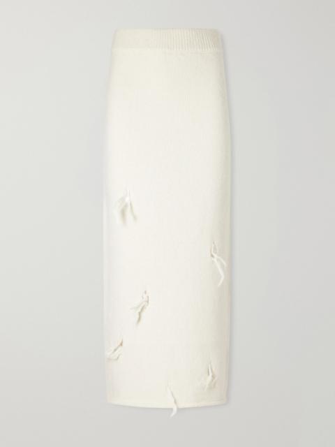 LAUREN MANOOGIAN Ravel distressed wool-blend midi skirt White