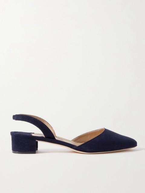 Manolo Blahnik Aspro 30 suede slingback point-toe pumps Navy