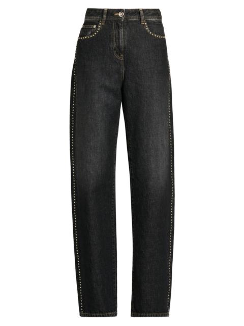 VERSACE Women's Embellished Stone Washed Jeans - Black