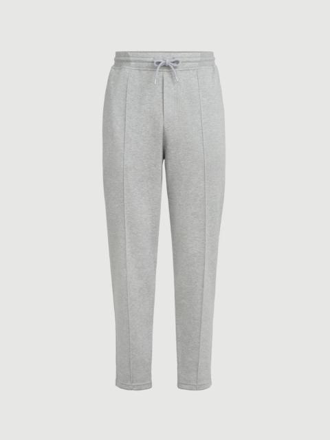 Brunello Cucinelli Cotton, cashmere and silk French terry double cloth trousers with Crête detail