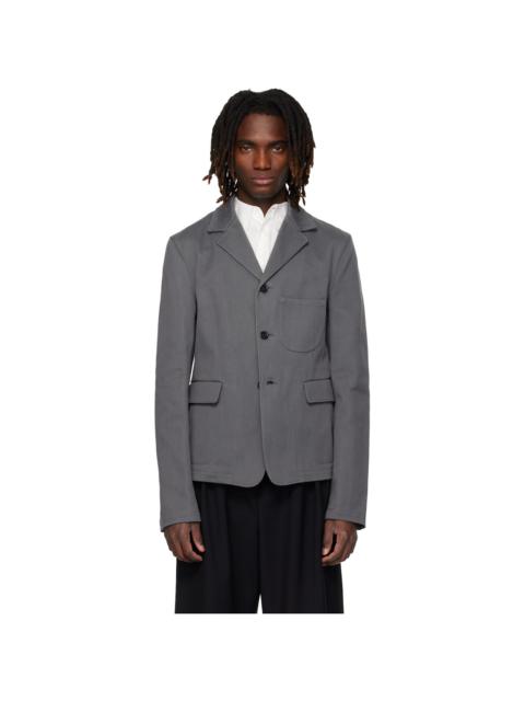 RIER Gray Notched Lapel Denim Blazer