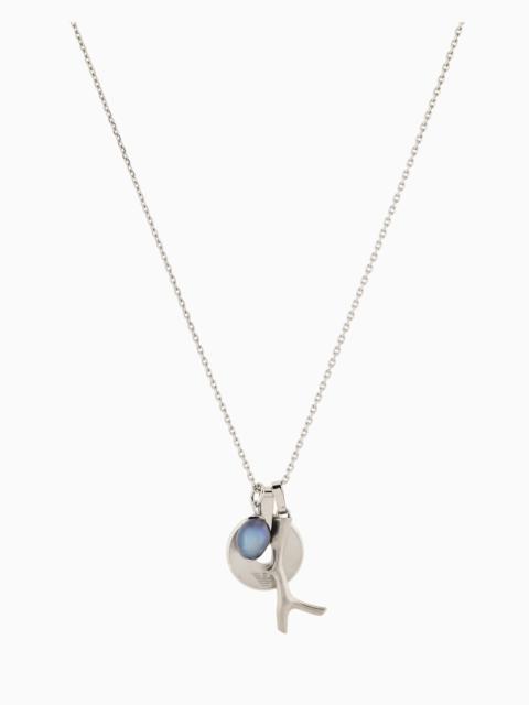 EMPORIO ARMANI FRESHWATER PEARL SILVER STAINLESS STEEL PENDANT NECKLACE