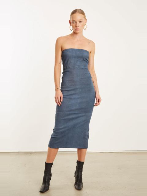 SPRWMN DENIM SUEDE TUBE DRESS