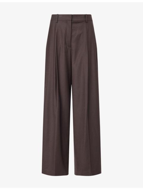 Theory The Wide-Leg Pleat Wool Trousers