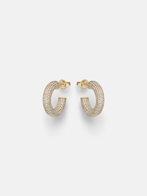 SYDNEY EVAN Puffy 14kt gold (585/1000) hoop earrings with diamonds