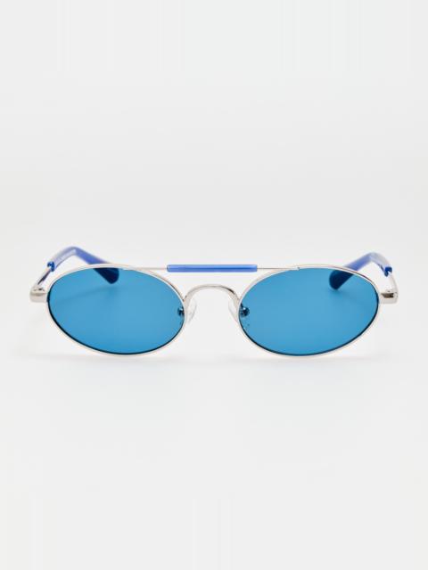 LINDA FARROW Oval Sunglasses in Navy