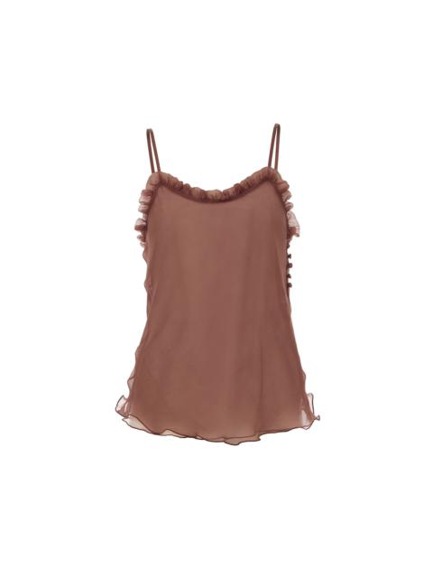 RUFFLED CAMISOLE TOP IN LINGERIE TULLE