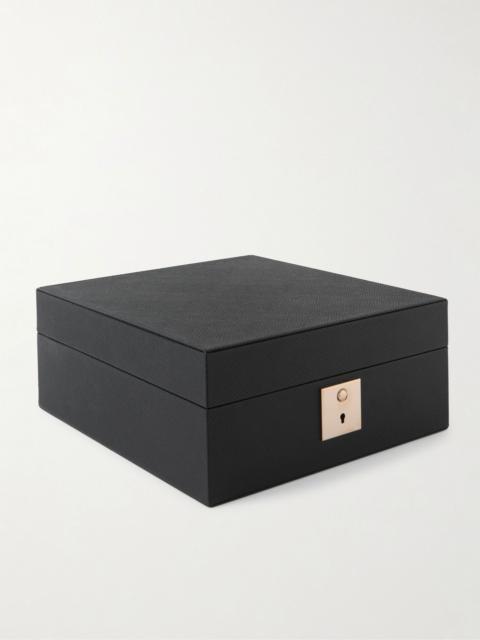 Smythson Mara Croc-Effect Leather Six-Piece Watch Box Black