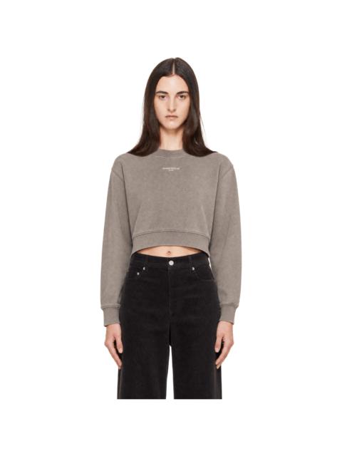 Maison Kitsuné Gray 'Maison Kitsune Paris' Faded Cropped Sweatshirt