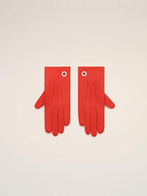 AMI Paris RED GRAINED LEATHER GLOVES