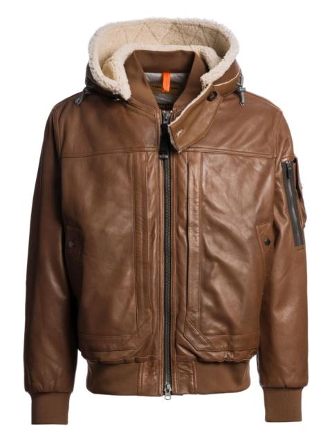 PARAJUMPERS hooded leather jacket