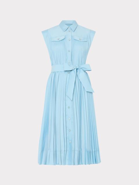 MILLY Johanna Pleated Twill Midi Dress
