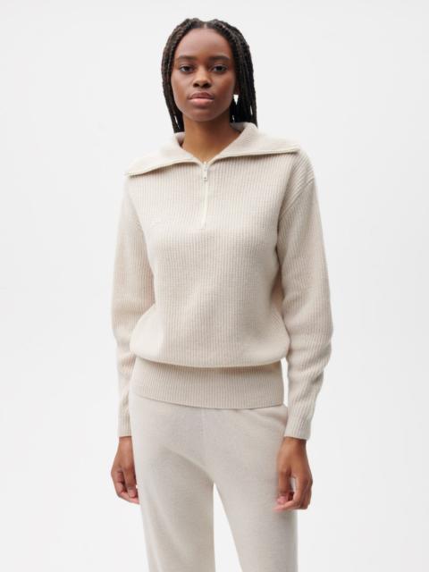 PANGAIA Womens Recycled Cashmere Half Zip Sweater - Oatmeal