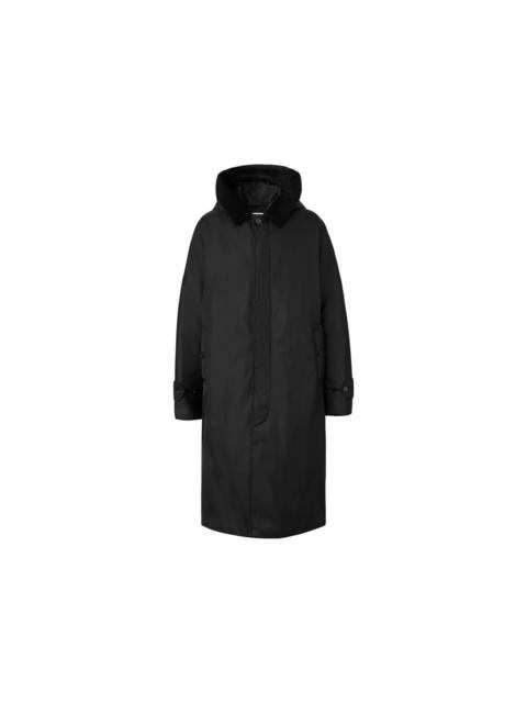 Burberry Burberry Corduroy Collar Nylon Twill Hooded Car Coat Black