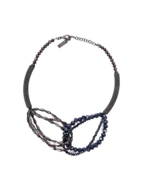 PESERICO crystal-beaded two-tone necklace