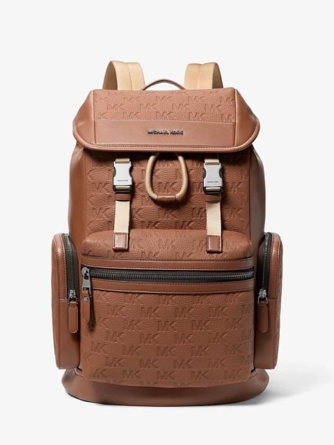 MICHAEL KORS Jet Set Logo Embossed Pebbled Leather Backpack