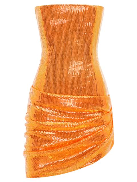 ALEX PERRY Strapless Sequin Drape Mini Dress