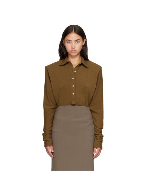 MUGLER Khaki Batsleeves Polo Bodysuit