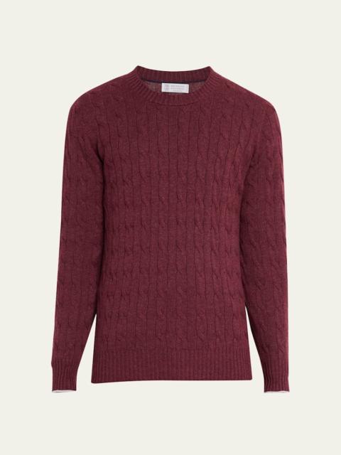 Men's Cashmere Cable Knit Crewneck Sweater