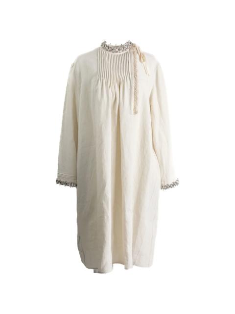 Prada Prada Pleated Embellished-neck Dress