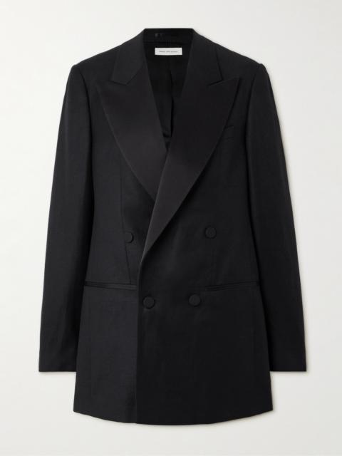 Dries Van Noten Oversized Double-breasted Wool, Linen And Silk-blend Twill Blazer