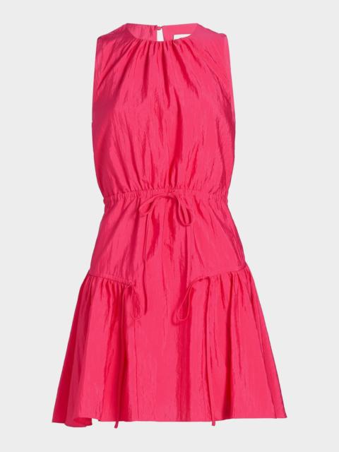 Cinq à Sept Leyla Taffeta Drawstring Tiered Sleeveless Mini Dress