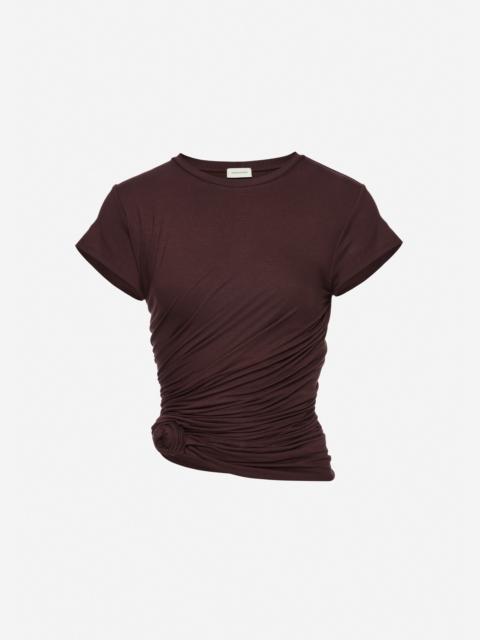 MAGDA BUTRYM Side-knot draped t-shirt in brown