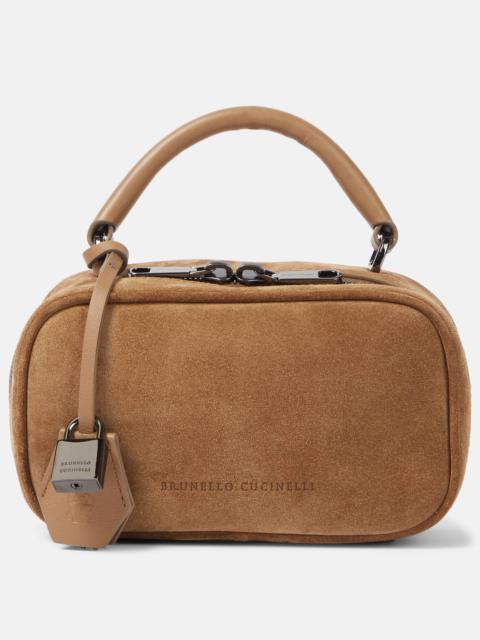 Brunello Cucinelli Foulard Mini leather-trimmed suede tote bag