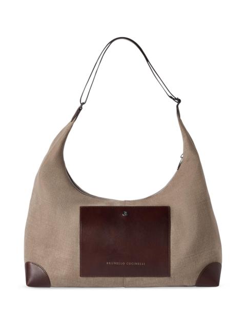 Brunello Cucinelli Women's Water Resistant Canvas and Burnished Calfskin Hobo Bag - Leather