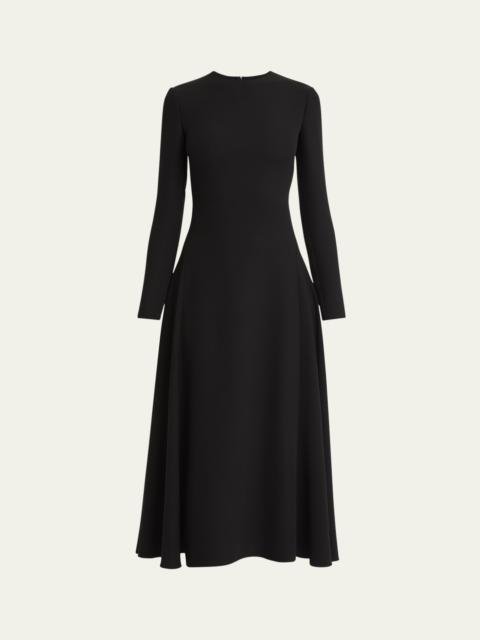 Long Sleeve Silk Midi Dress