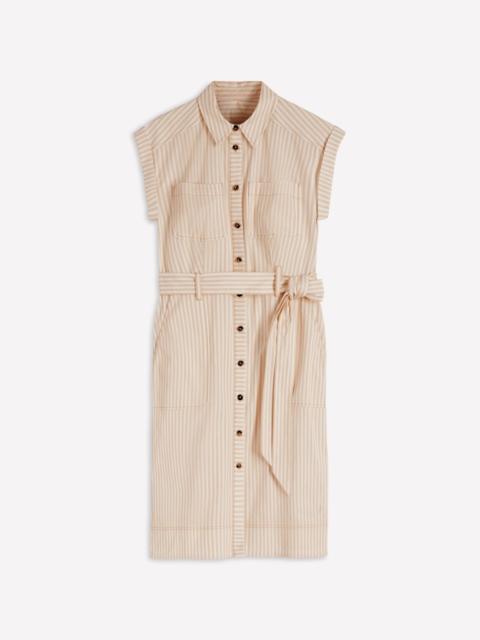 BODEN Short Belted Shirt Dress-Brown Fine Stripe
