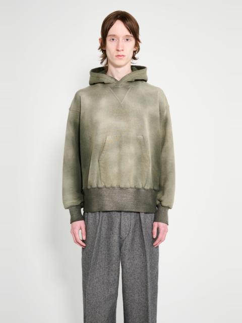 TAIGA TAKAHASHI TAIGA TAKAHASHI HOODED SWEAT SHIRT BLEACHED DEEP GREEN