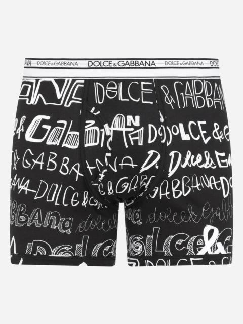 Dolce & Gabbana Long-leg stretch cotton boxers with logo print