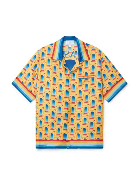 CASABLANCA L'Arche De Jour Cuban Collar Silk Shirt