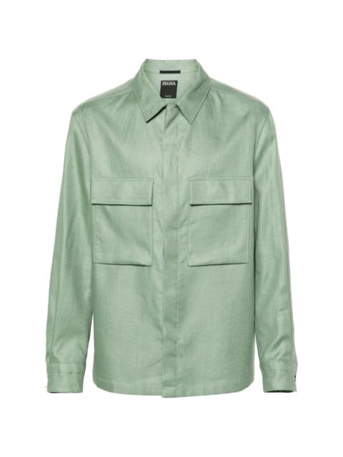 chest-pockets linen shirt