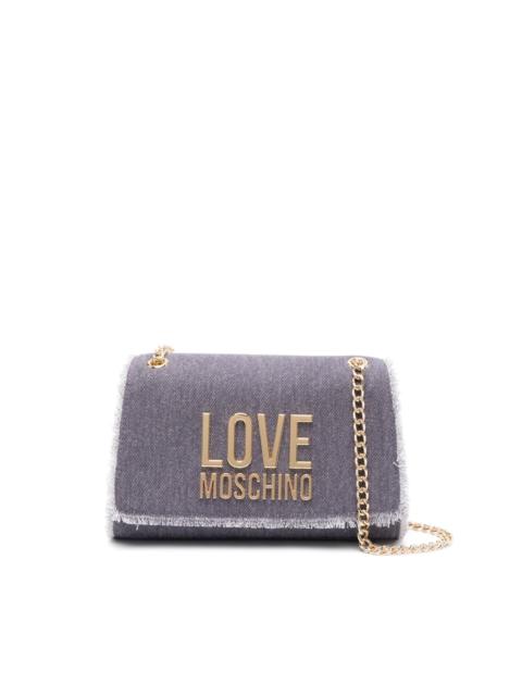 logo-plaque denim shoulder bag