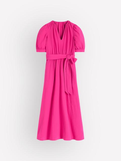 BODEN Double Cloth Puff Sleeve Dress-Bright Pink