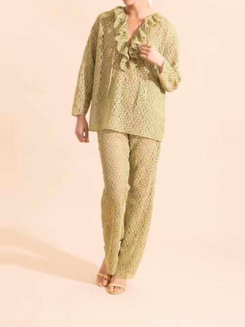 GIAMBATTISTA VALLI Filigree Macrame Ruffle Blouse