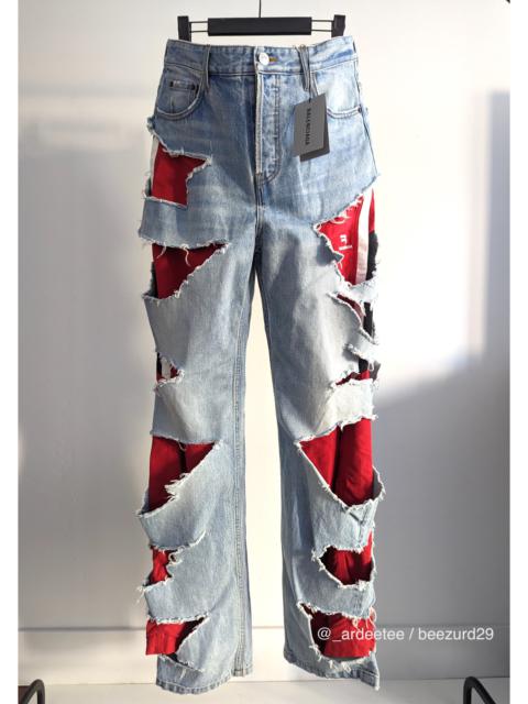 BALENCIAGA *NWT* SLASHED DENIM/TRACK PANTS HYBRID FW21